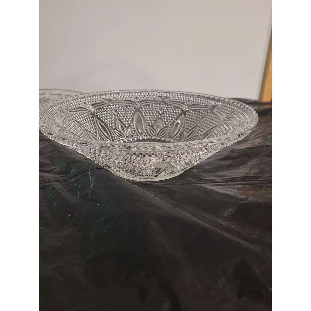 Mid Century Heritage Federal Hobnail ClearBeaded Bowl 10.5